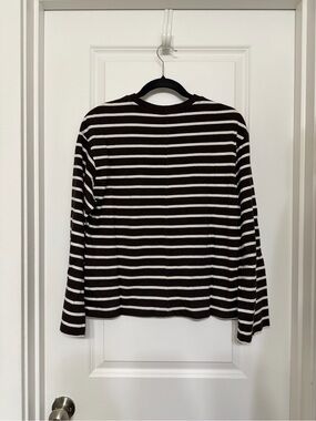 H&M Divided Striped Crewneck Tee — Brown & White